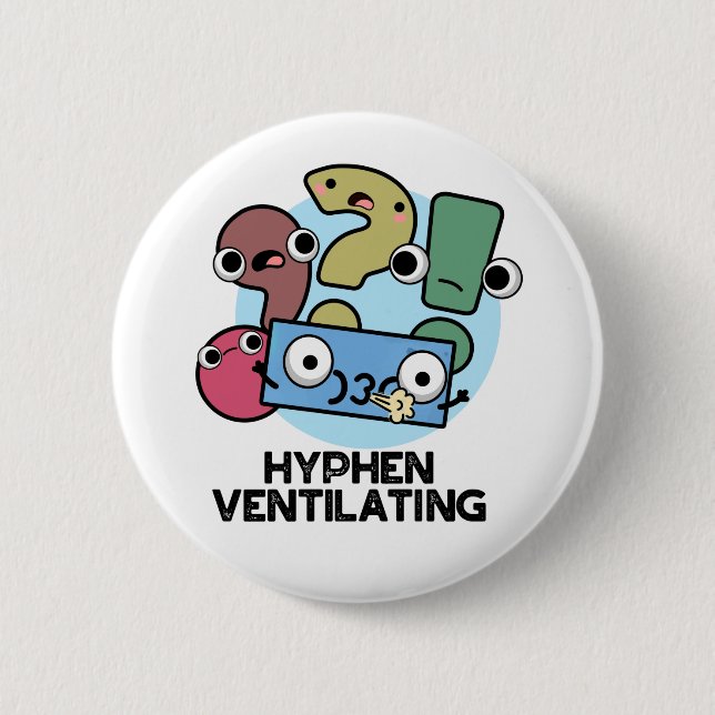 Macaron Rond 5 Cm Hyphen Ventilant Funny Pun de ponctuation (Devant)