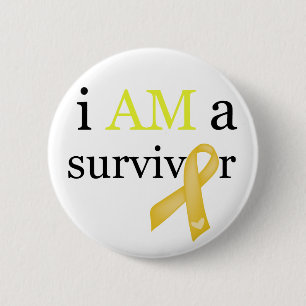 Macaron Rond 5 Cm i AM a Survivor (Jaune)