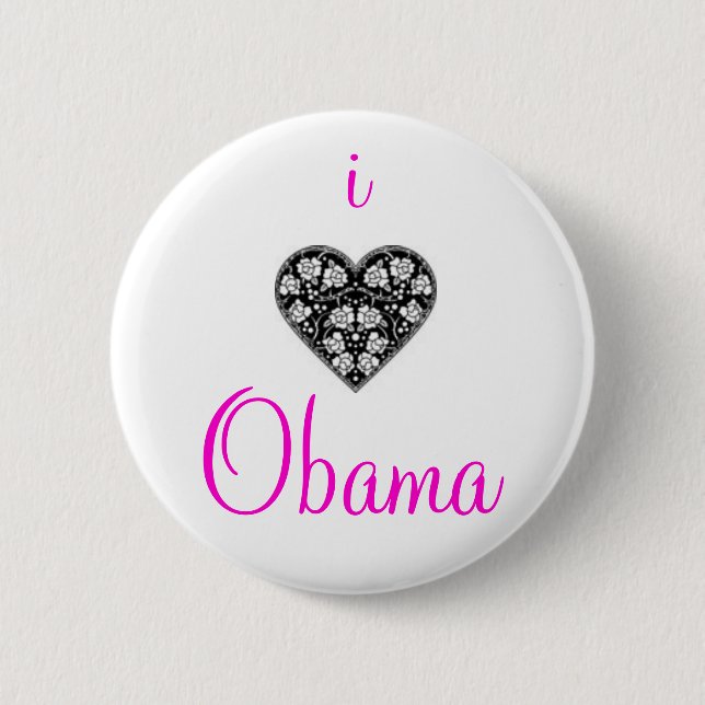 MACARON ROND 5 CM I "COEUR" OBAMA ! (Devant)