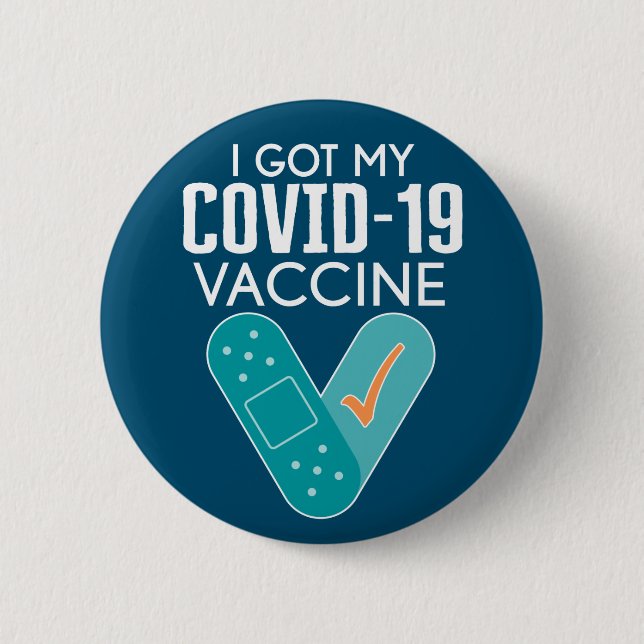 Macaron Rond 5 Cm I got My Covid-19 Vaccine - bleu bleu (Devant)