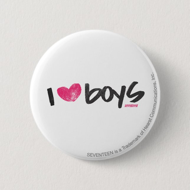 Macaron Rond 5 Cm I Heart Boys Magenta (Devant)