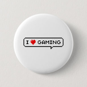 Macaron Rond 5 Cm I Heart Gaming I Love Gaming Simple Pixel Art