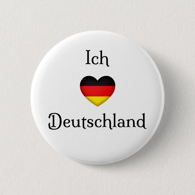 Macaron Rond 5 Cm "I Heart Germany" Allemand Pride World Traveller (Devant)