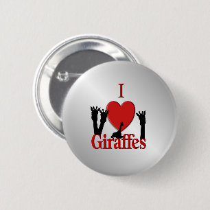 Macaron Rond 5 Cm I Heart Giraffes Argent
