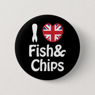 Macaron Rond 5 Cm I Heart [Love] Fish & Chips Button