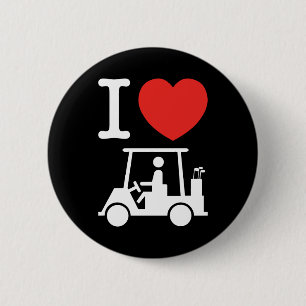 Macaron Rond 5 Cm I Heart (Love) Golf Cart