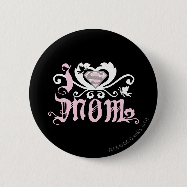 Macaron Rond 5 Cm I Heart Maman Rose (Devant)