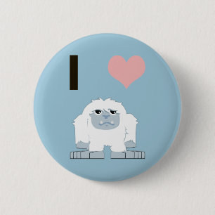 Macaron Rond 5 Cm I Heart Yeti mignon Cartoon Monster des neiges