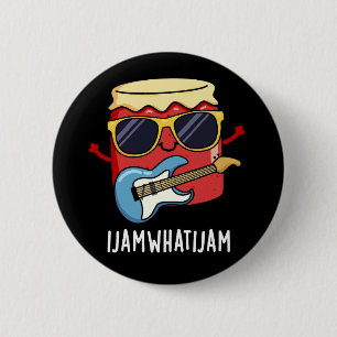 Macaron Rond 5 Cm I Jam What I Jam Funny Music Food Pun Dark BG