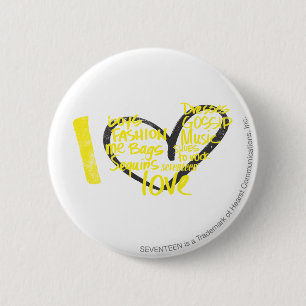 Macaron Rond 5 Cm I jaune de graffiti de coeur