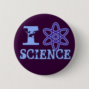 Macaron Rond 5 Cm I la Science de coeur (ou symbole atomique)