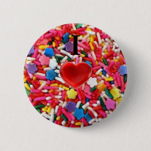 Macaron Rond 5 Cm I l'amour arrose de coeur/I arrose le bouton
