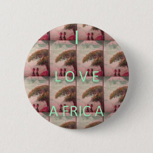 Macaron Rond 5 Cm I Love Africa - Motif du paysage culturel