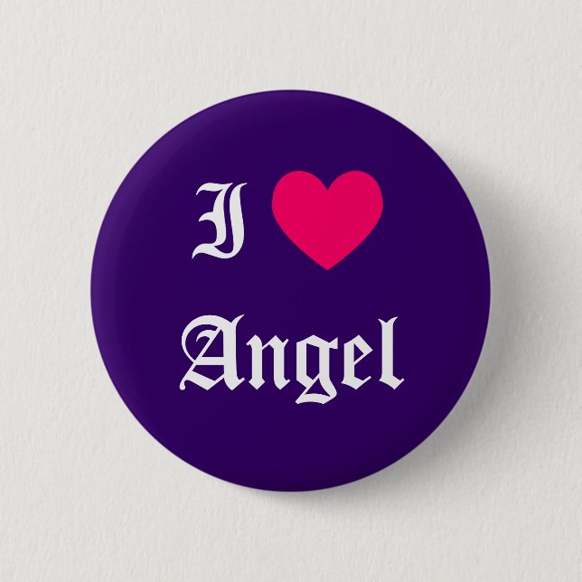 Macaron Rond 5 Cm I Love Angel (Devant)