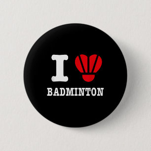 Macaron Rond 5 Cm I Love Badminton Tee - Funny Shuttle Heart Parody