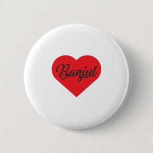 Macaron Rond 5 Cm I Love Banjul - La Gambie