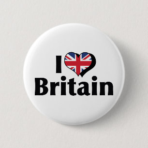 Macaron Rond 5 Cm I Love Britain Flag