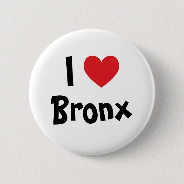 Macaron Rond 5 Cm I Love Bronx Red Heart (Devant)
