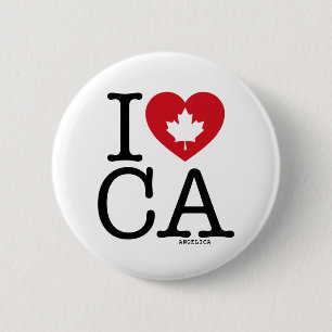 Macaron Rond 5 Cm I Love CA   I Love Canada Custom Pin Buttons