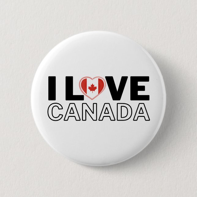 Macaron Rond 5 Cm I LOVE CANADA - For real Canadians! (Devant)