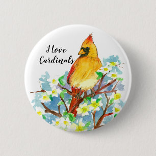 Macaron Rond 5 Cm I Love Cardinals State Bird of Virginia