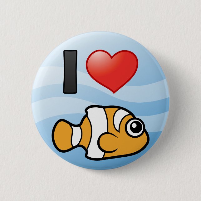 Macaron Rond 5 Cm I Love Clownfish (Devant)
