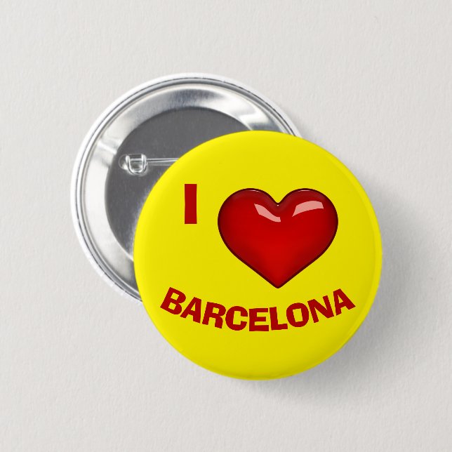 Macaron Rond 5 Cm I LOVE (COEUR) BARCELONE modifiable (Devant & derrière)