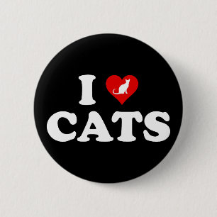 Macaron Rond 5 Cm I Love (Coeur) Chats