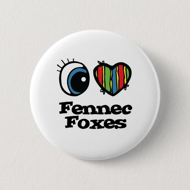 Macaron Rond 5 Cm I Love (Coeur) Fennec renards (Devant)