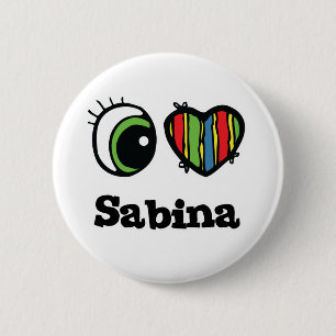 Macaron Rond 5 Cm I Love (Coeur) Sabina