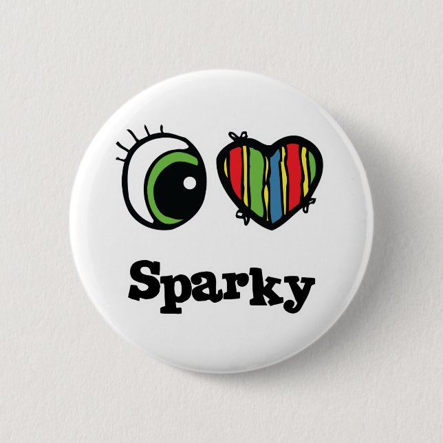 Macaron Rond 5 Cm I Love (Coeur) Sparky (Devant)