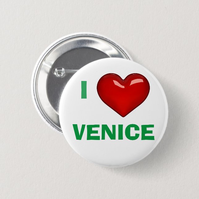 Macaron Rond 5 Cm I LOVE (COEUR) VENICE modifiable (Devant & derrière)