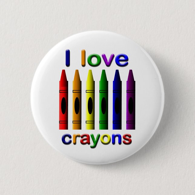 Macaron Rond 5 Cm I Love Crayons Pin Back Button (Devant)