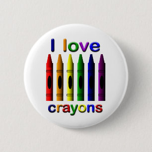 Macaron Rond 5 Cm I Love Crayons Pin Back Button
