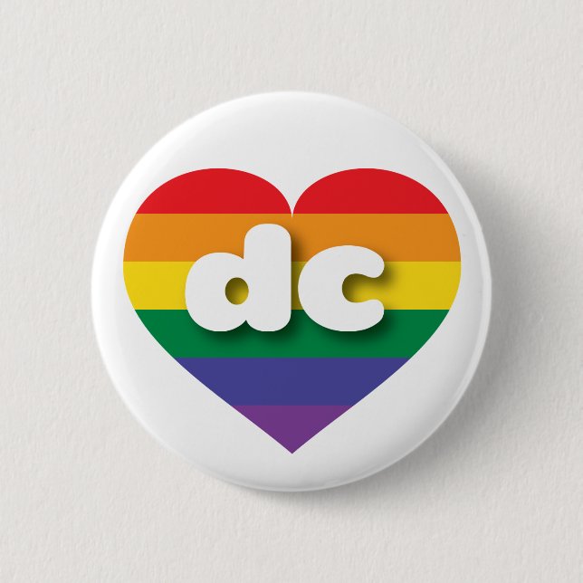 Macaron Rond 5 Cm I Love DC Rainbow Heart (Devant)