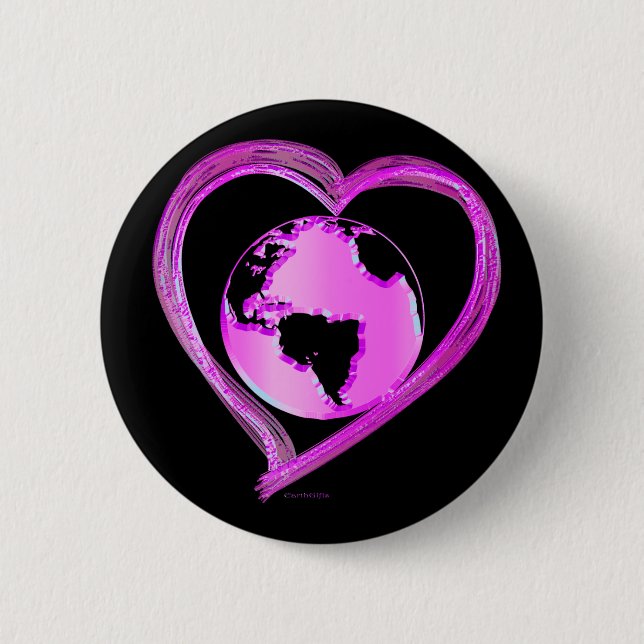 Macaron Rond 5 Cm I LOVE EARTH (Pink) Series (Devant)
