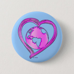 Macaron Rond 5 Cm I LOVE EARTH (Pink) Series