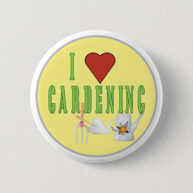 Macaron Rond 5 Cm I Love Gardening Texte illustré (Devant)