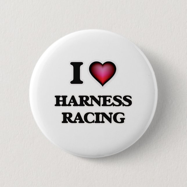 Macaron Rond 5 Cm I Love Harness Racing (Devant)