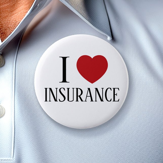Macaron Rond 5 Cm I Love Heart Insurance - drôle costume halloween (I love Insurance - Funny Costume Button or for Trade Show)