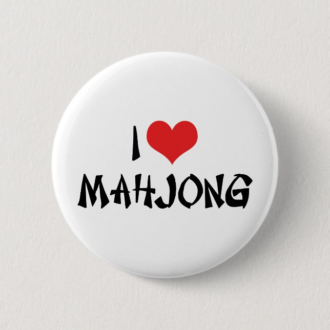 Macaron Rond 5 Cm I Love Heart Mahjong - Mah Jong Lover (Devant)