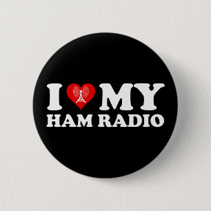 Macaron Rond 5 Cm I Love (Heart) My Ham Radio