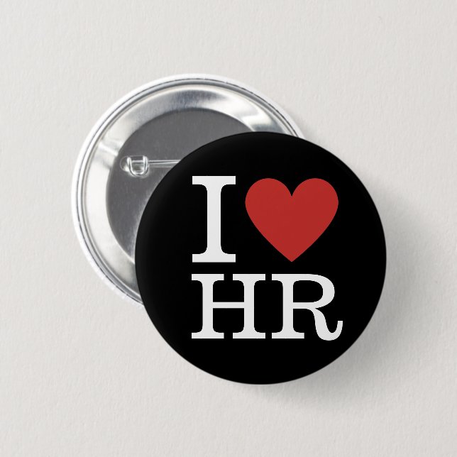 Macaron Rond 5 Cm I ❤️ Love HR - Département RH - Bouton Pin (Devant & derrière)