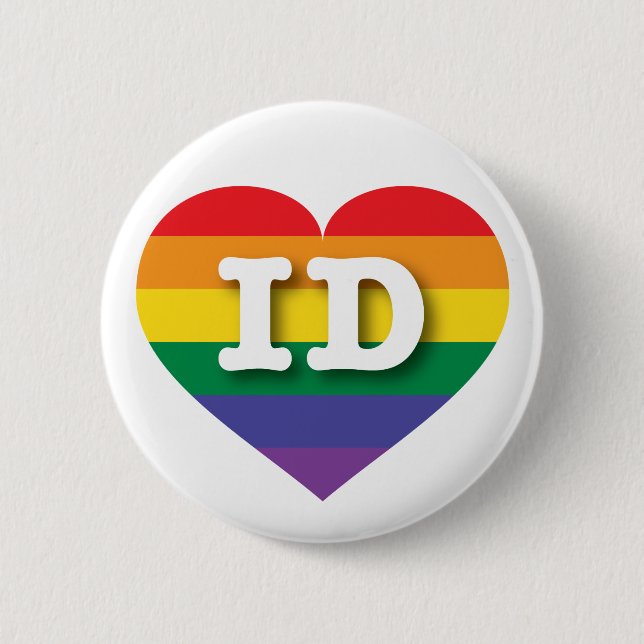 Macaron Rond 5 Cm I Love Idaho Rainbow Heart (Devant)