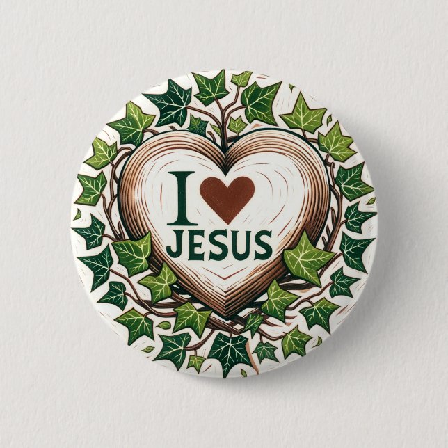 Macaron Rond 5 Cm I Love Jesus English Ivy Christian (Devant)
