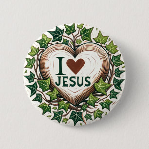 Macaron Rond 5 Cm I Love Jesus English Ivy Christian