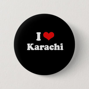 Macaron Rond 5 Cm I Love Karachi Tshirt blanc