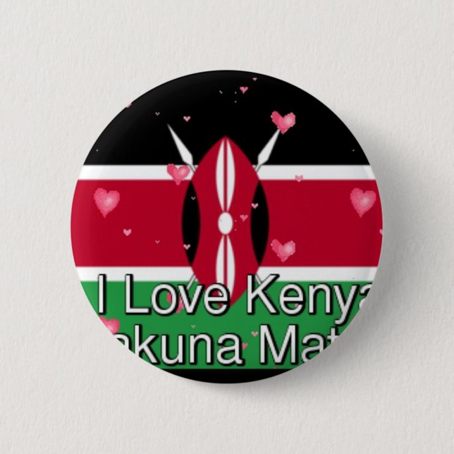 Macaron Rond 5 Cm I Love Kenya et "Hakuna Matata" Art Print (Devant)