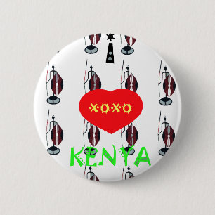 Macaron Rond 5 Cm I Love Kenya Massai Art Print