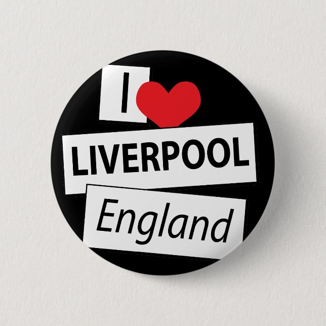 Macaron Rond 5 Cm I Love Liverpool Angleterre (Devant)